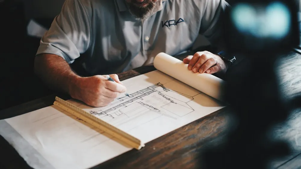 Architecte annotant des plans